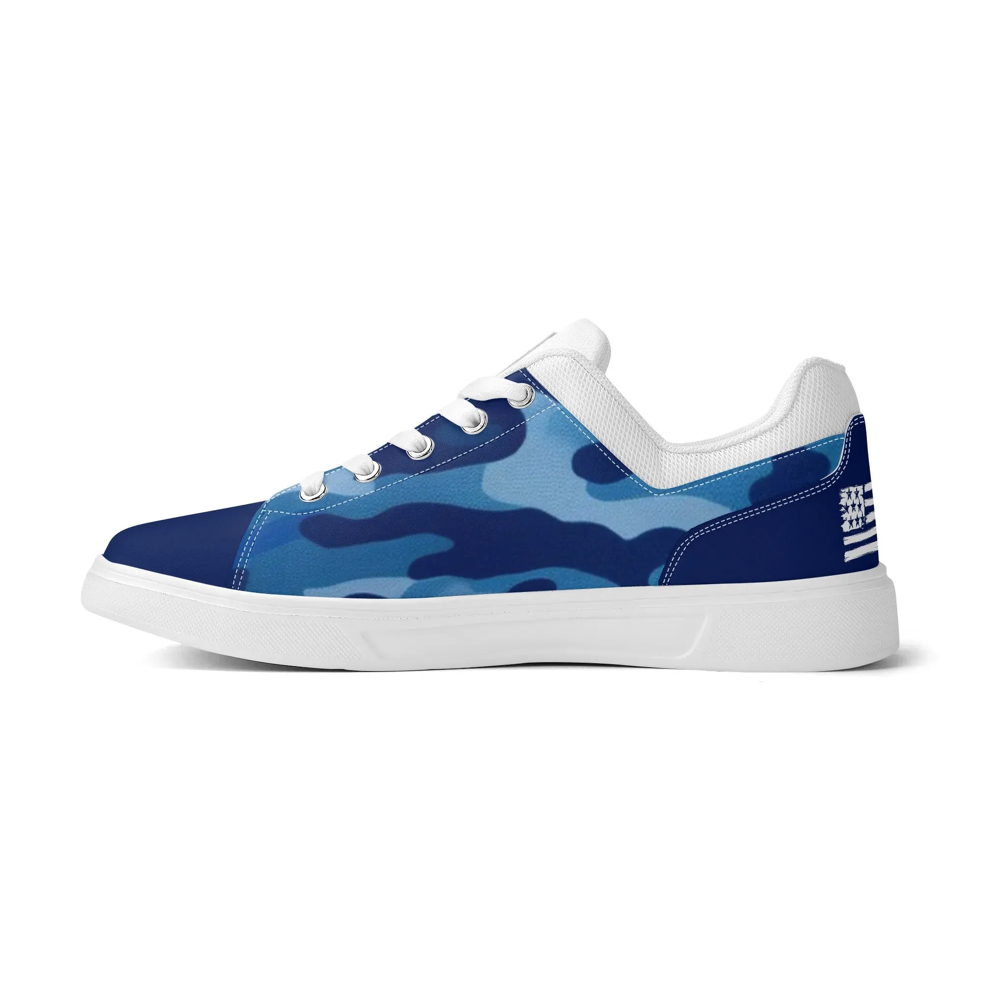 Camouflage PU Leather Low Top Skateboard Shoes with Flag Graphic