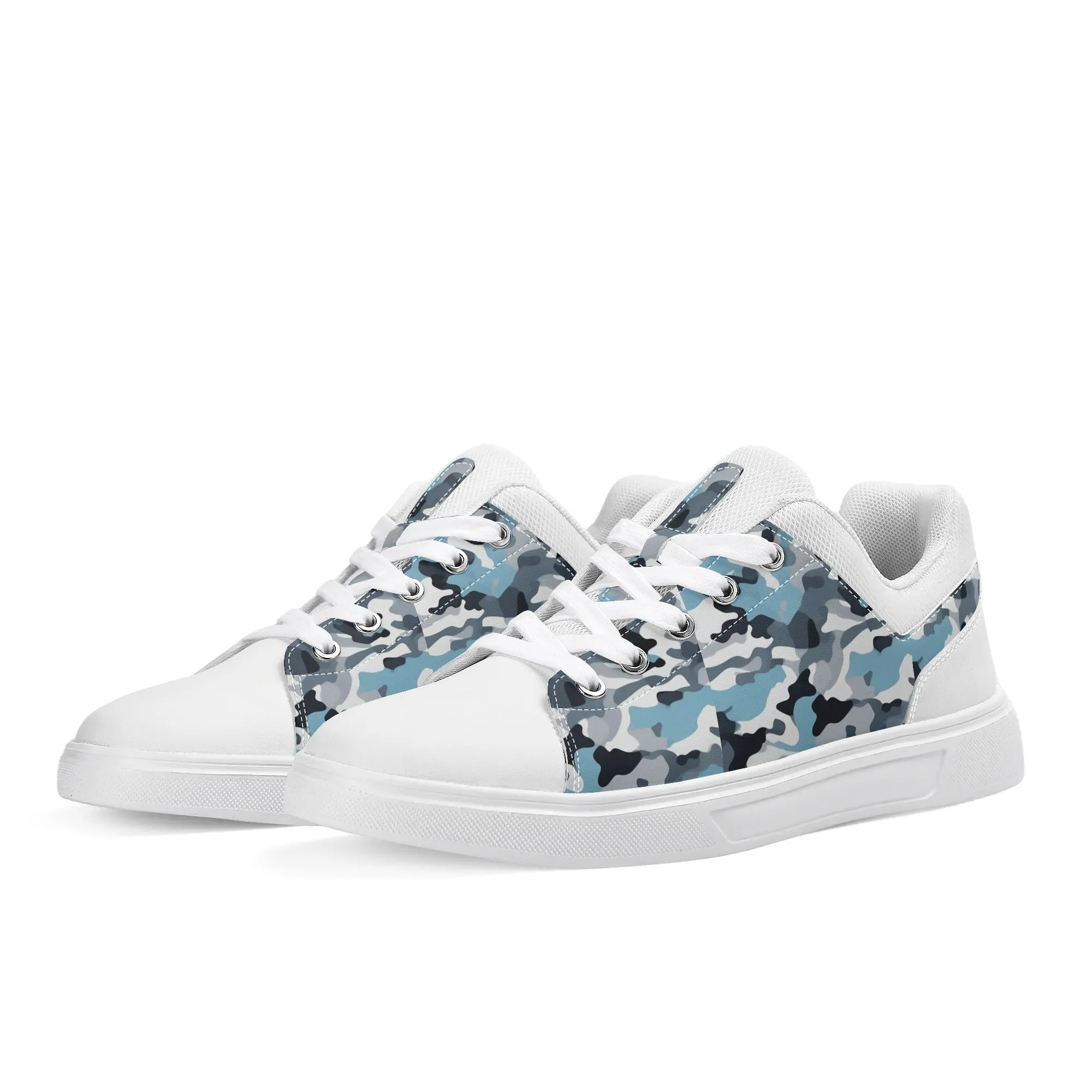Camouflage PU Leather Low Top Skateboard Shoes with Flag Graphic