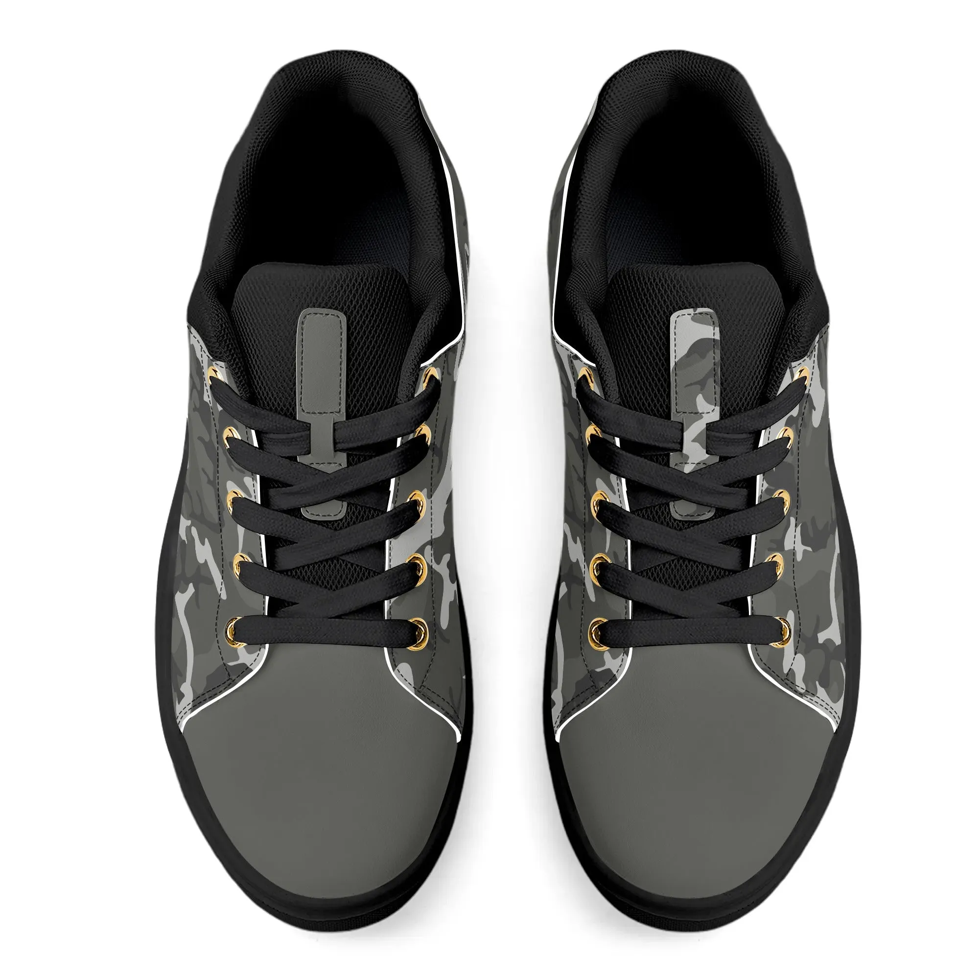 Camouflage PU Leather Low Top Skateboard Shoes with Flag Graphic