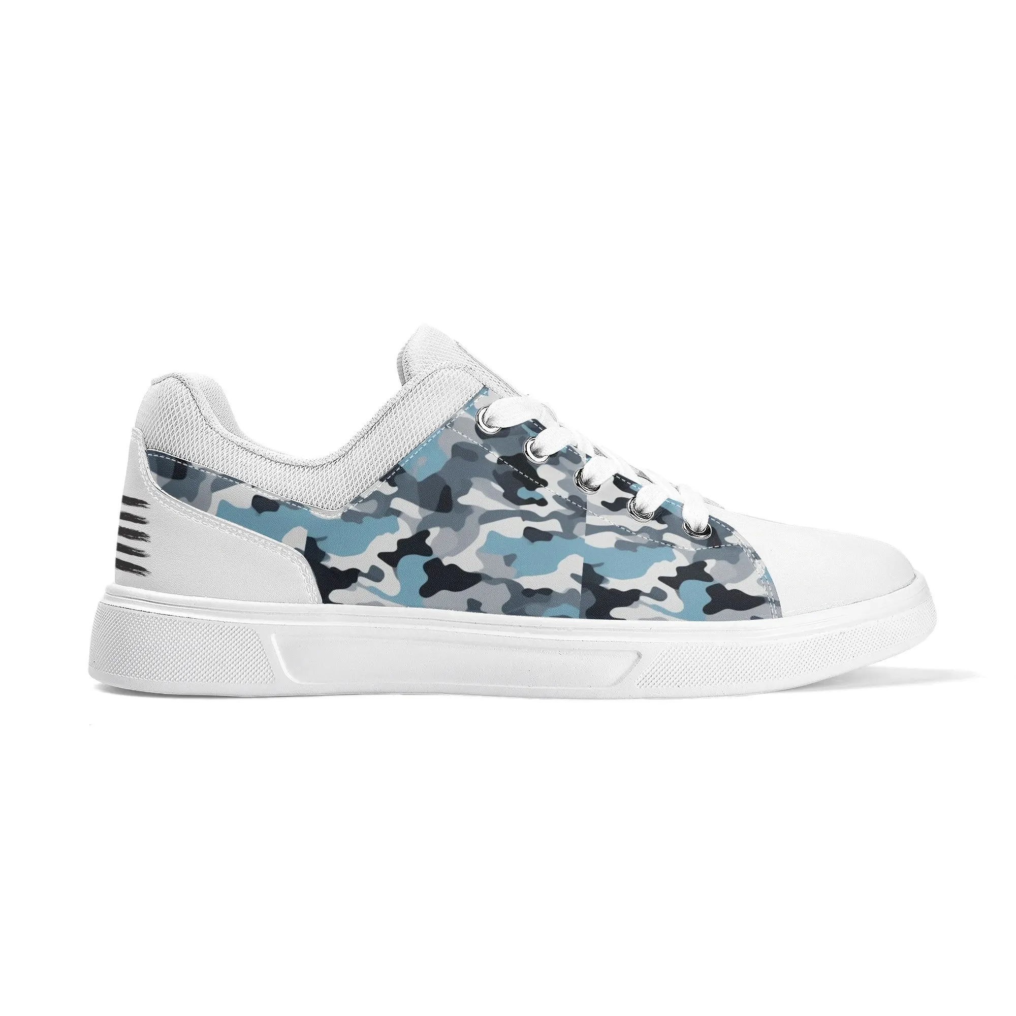 Camouflage PU Leather Low Top Skateboard Shoes with Flag Graphic