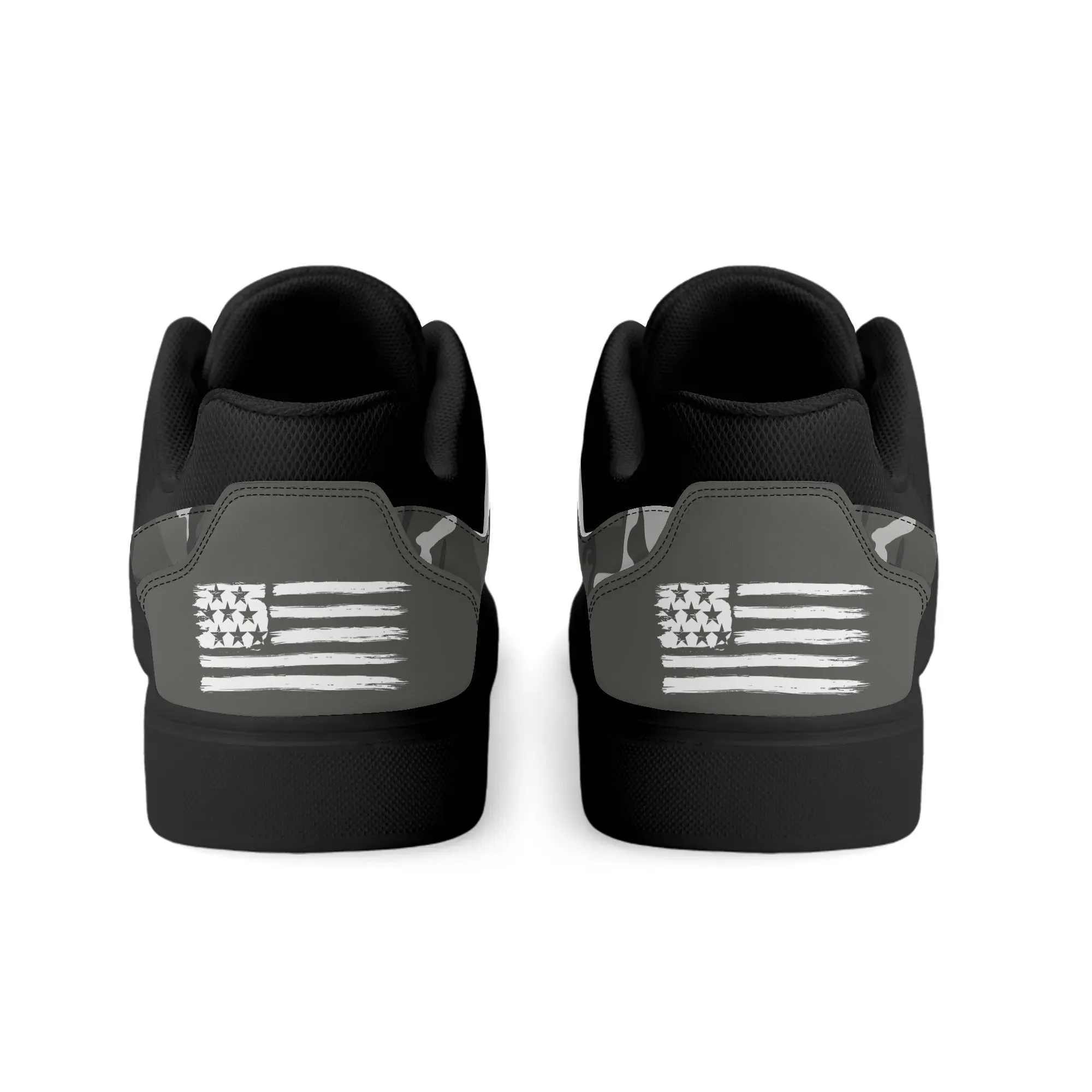 Camouflage PU Leather Low Top Skateboard Shoes with Flag Graphic
