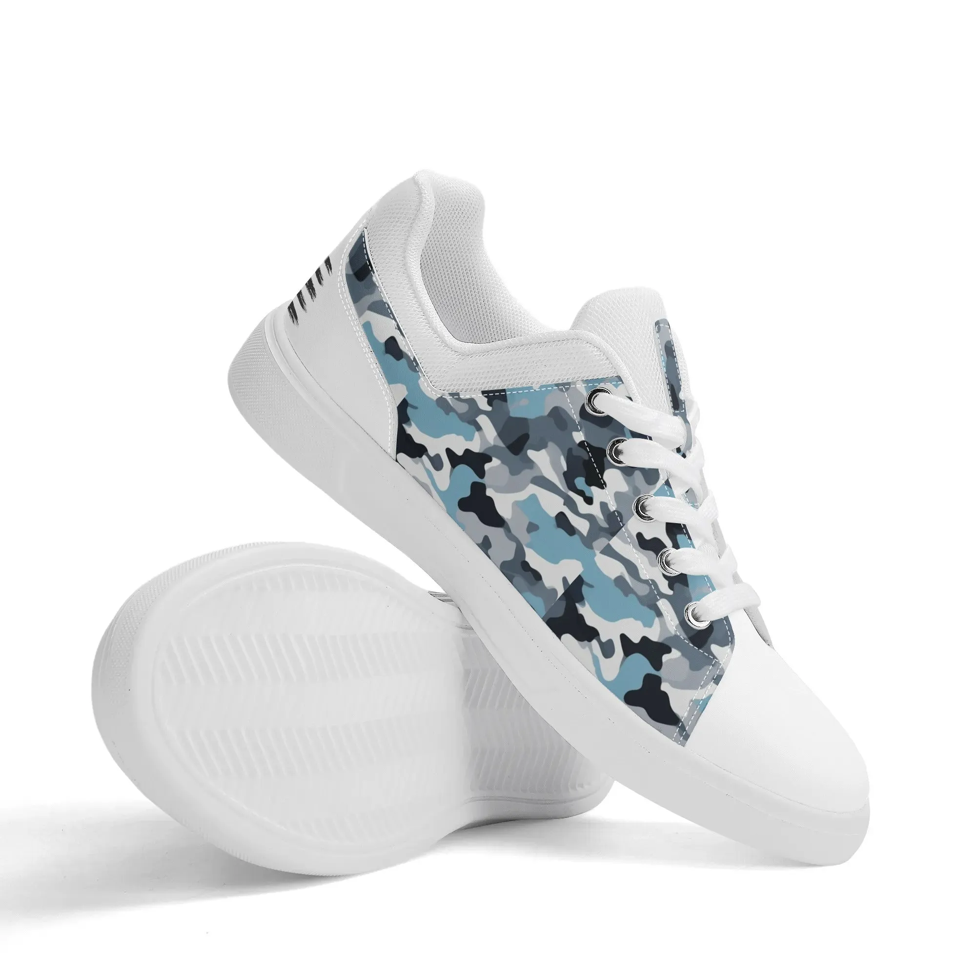 Camouflage PU Leather Low Top Skateboard Shoes with Flag Graphic