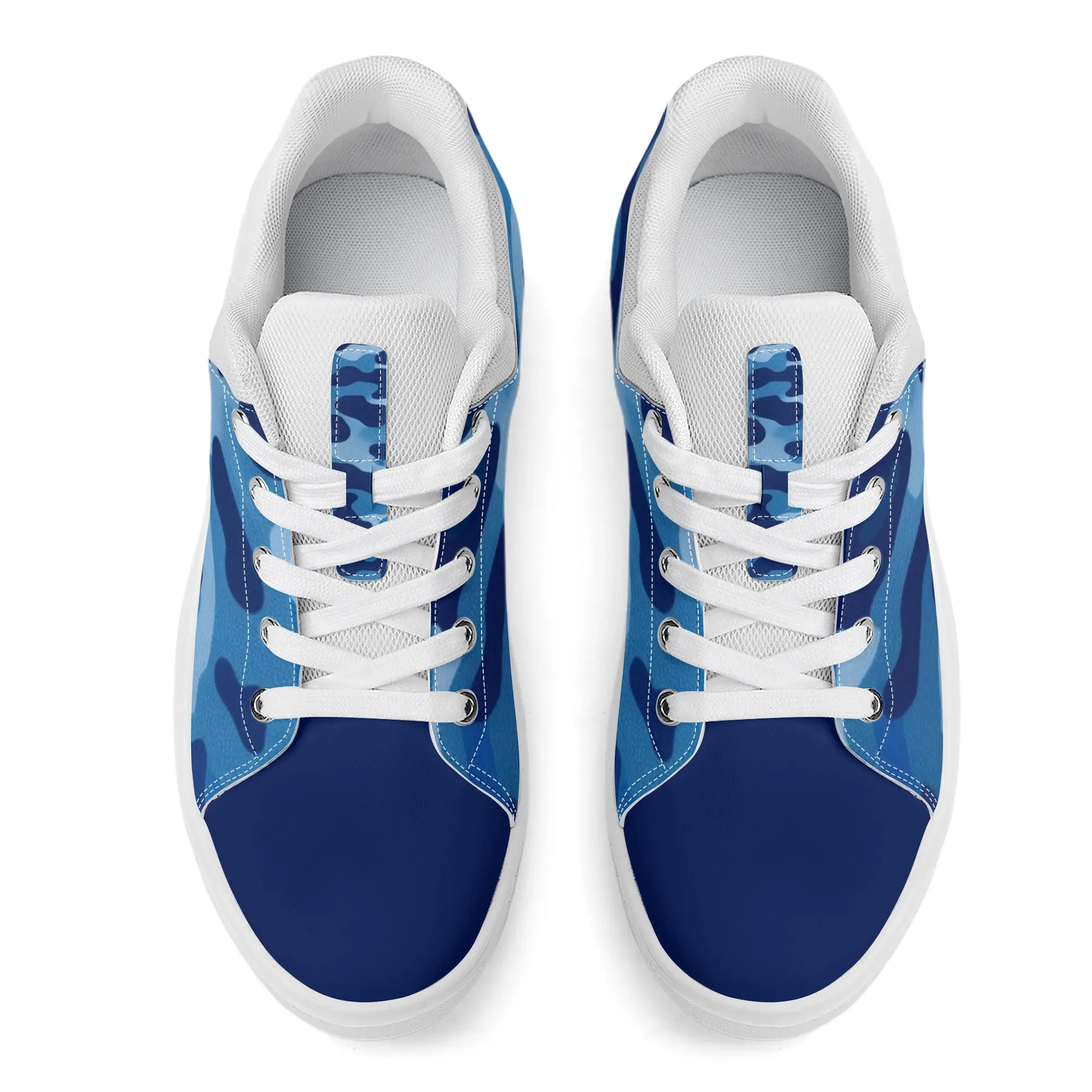 Camouflage PU Leather Low Top Skateboard Shoes with Flag Graphic