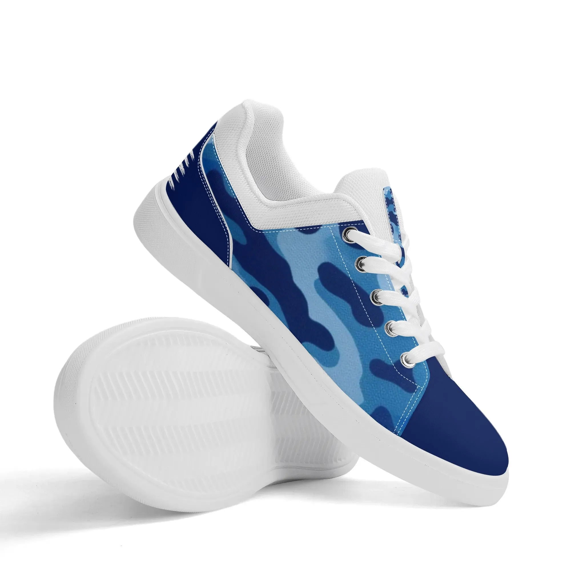 Camouflage PU Leather Low Top Skateboard Shoes with Flag Graphic