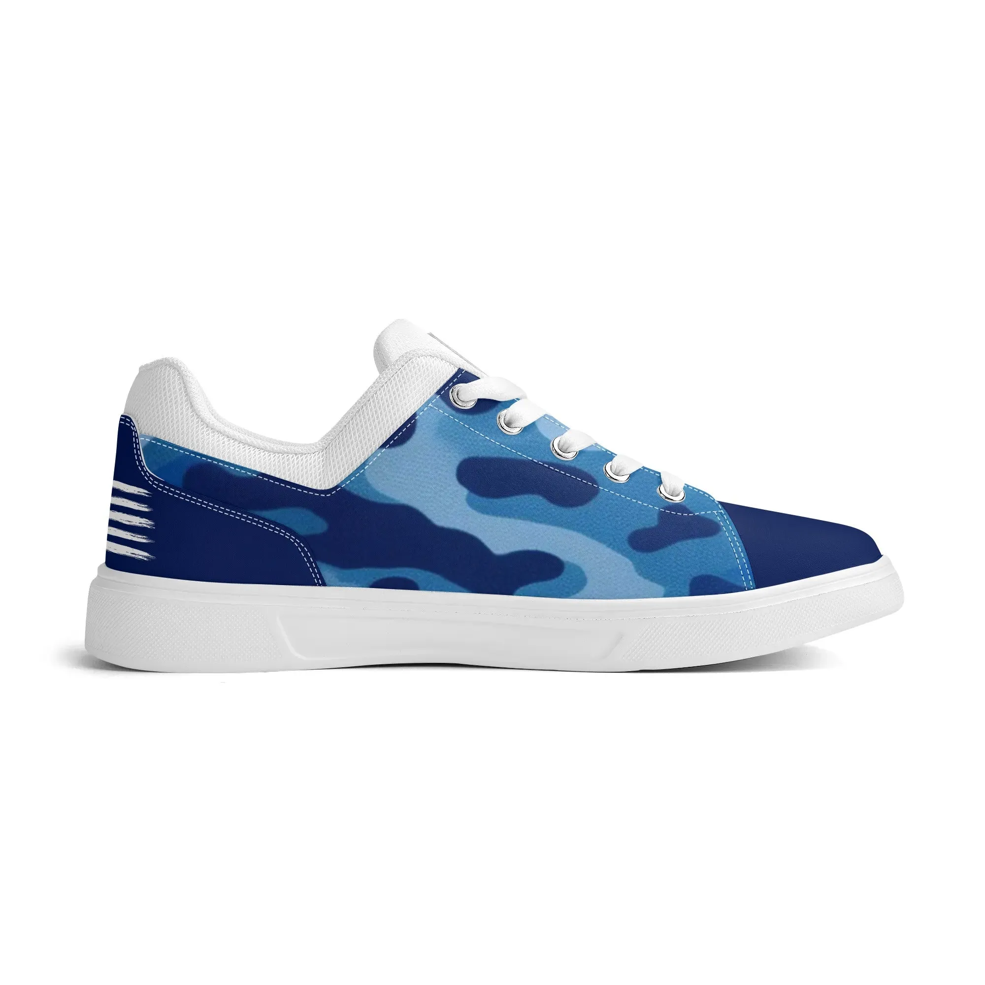 Camouflage PU Leather Low Top Skateboard Shoes with Flag Graphic