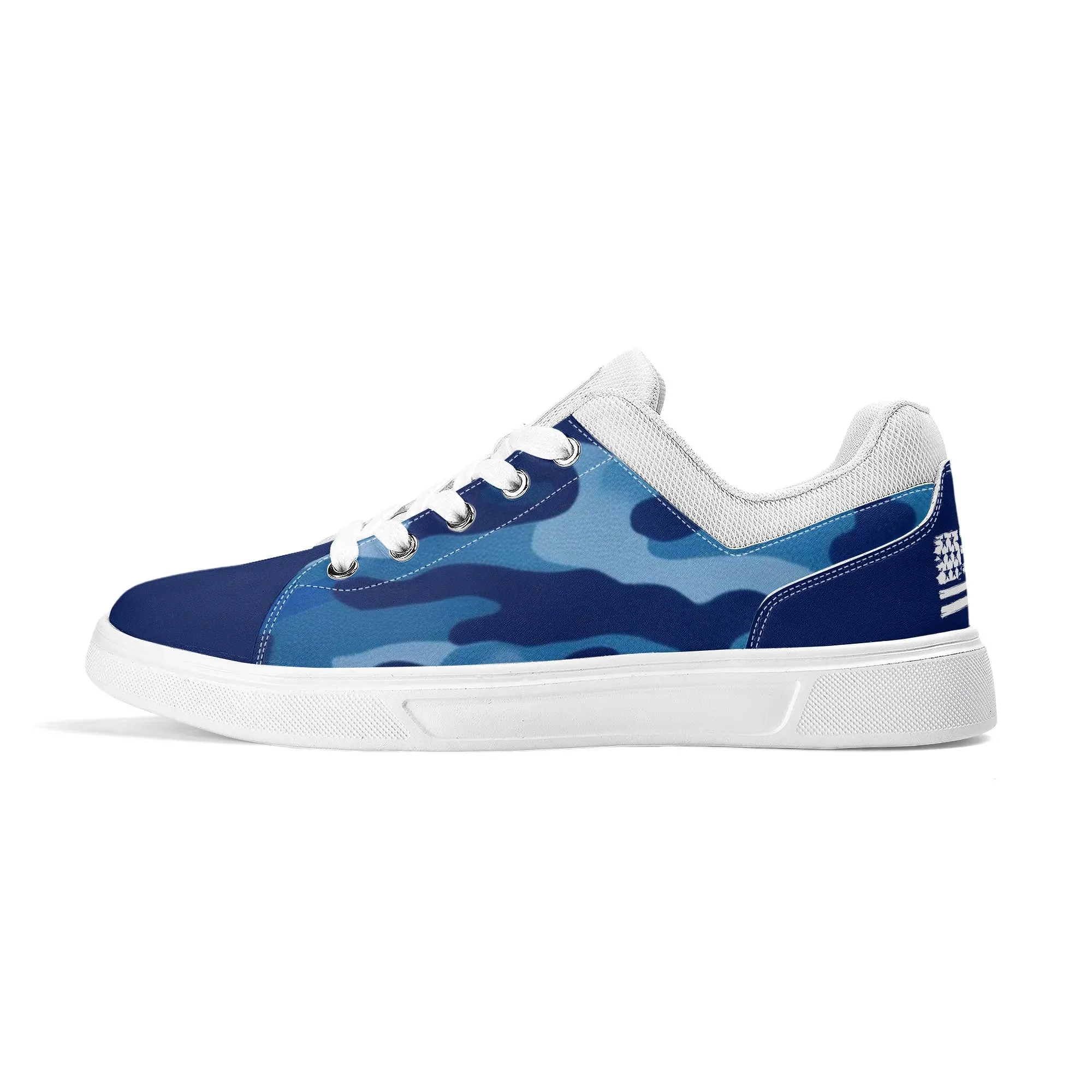 Camouflage PU Leather Low Top Skateboard Shoes with Flag Graphic