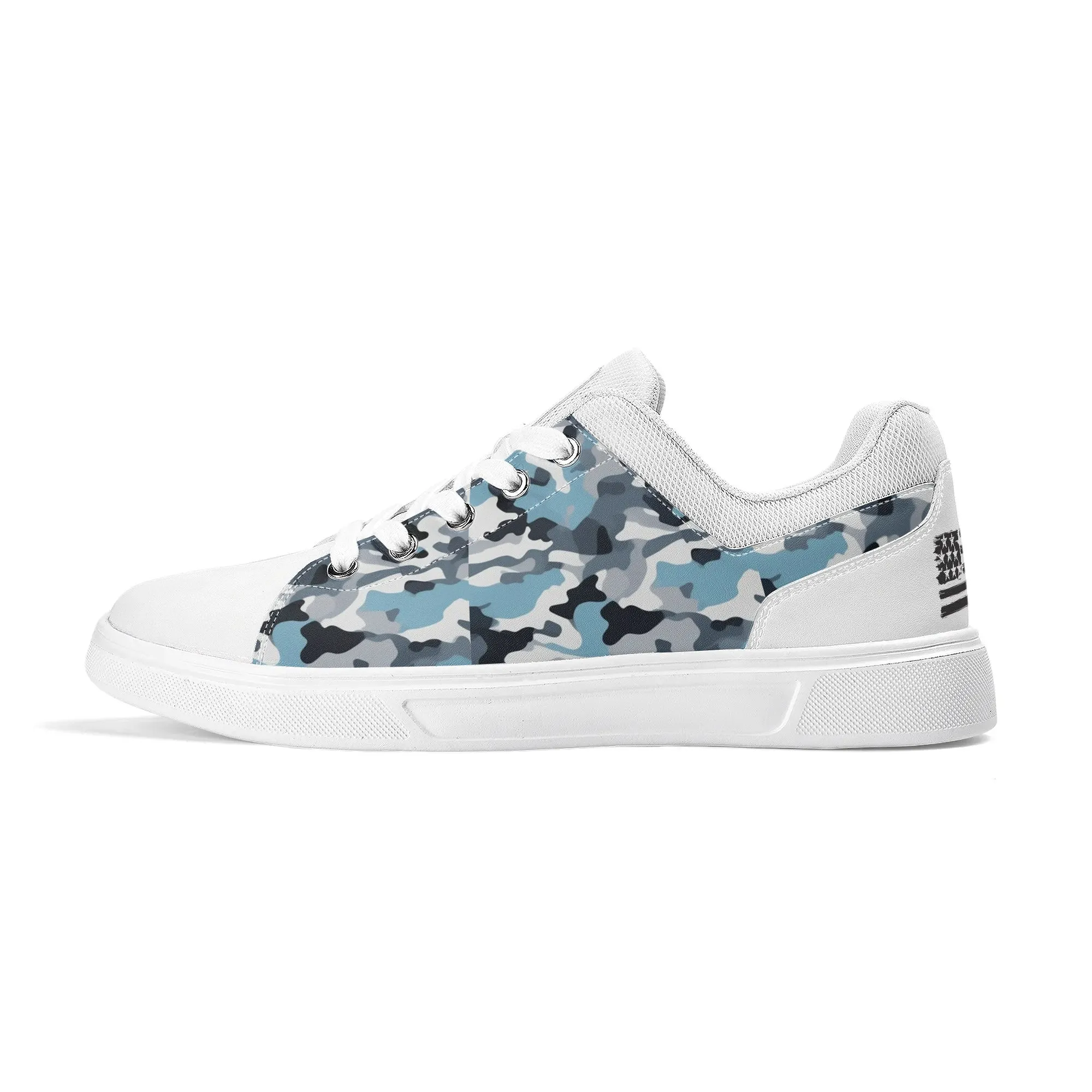 Camouflage PU Leather Low Top Skateboard Shoes with Flag Graphic