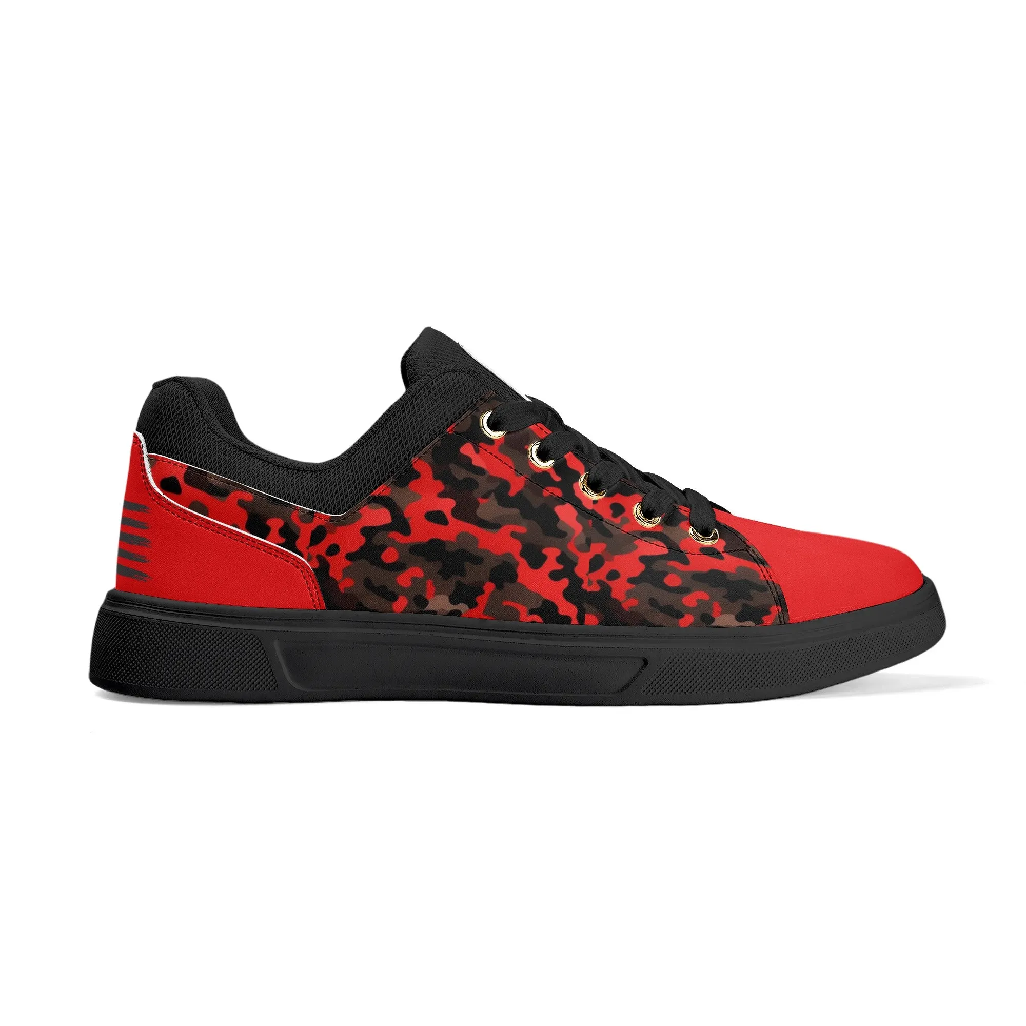Camouflage PU Leather Low Top Skateboard Shoes with Flag Graphic