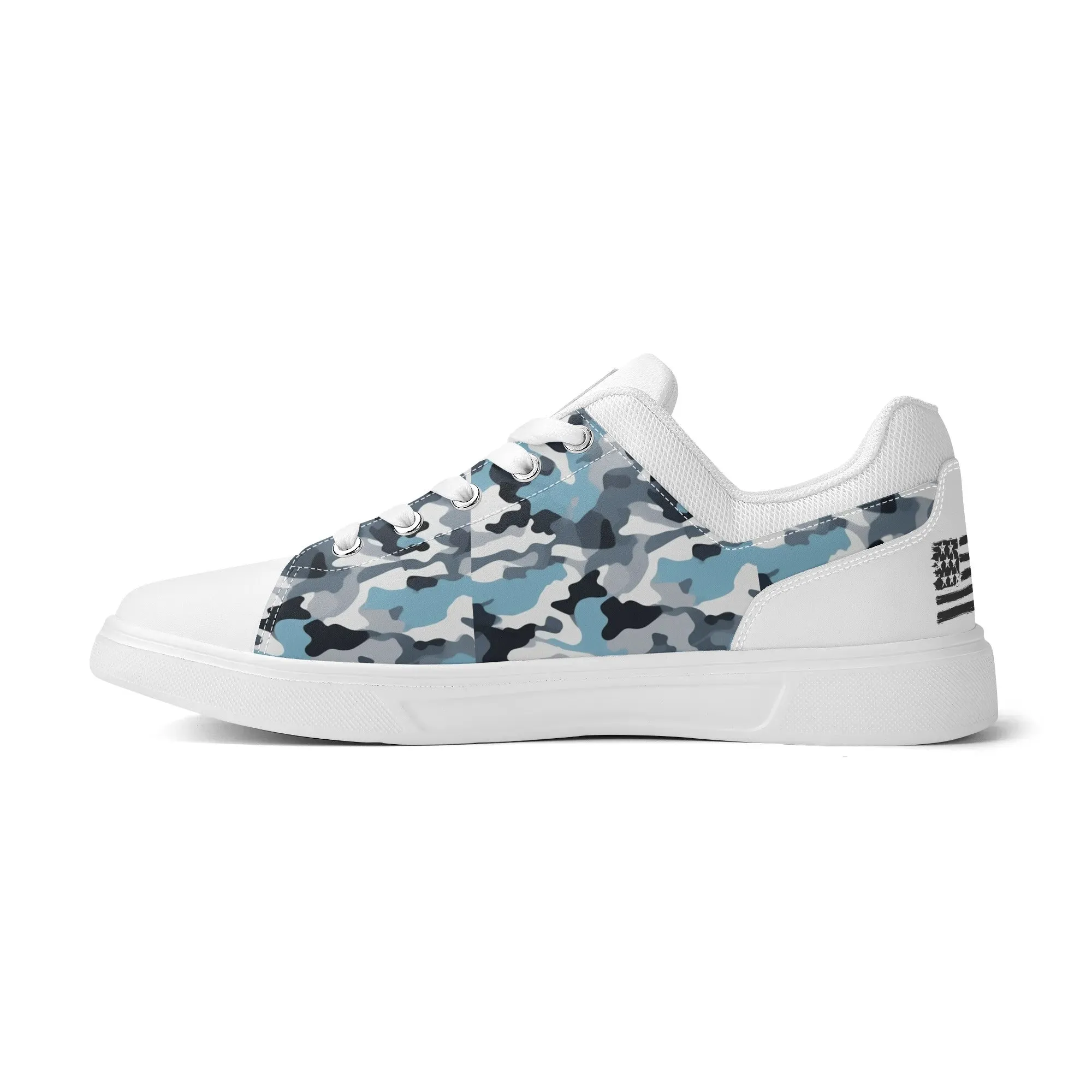 Camouflage PU Leather Low Top Skateboard Shoes with Flag Graphic