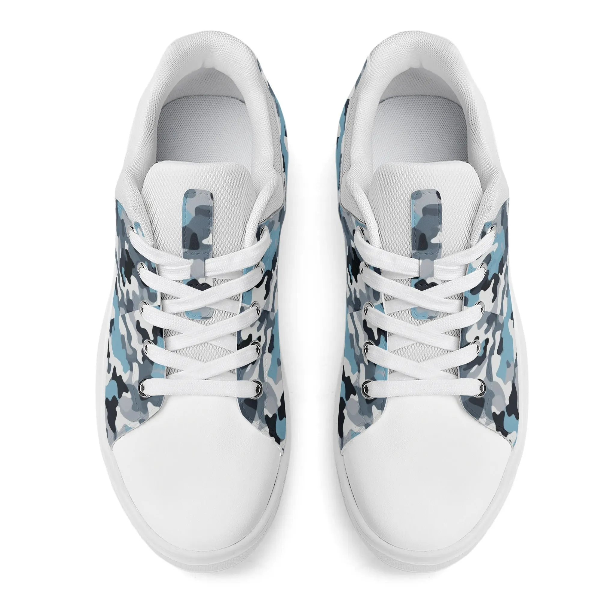 Camouflage PU Leather Low Top Skateboard Shoes with Flag Graphic