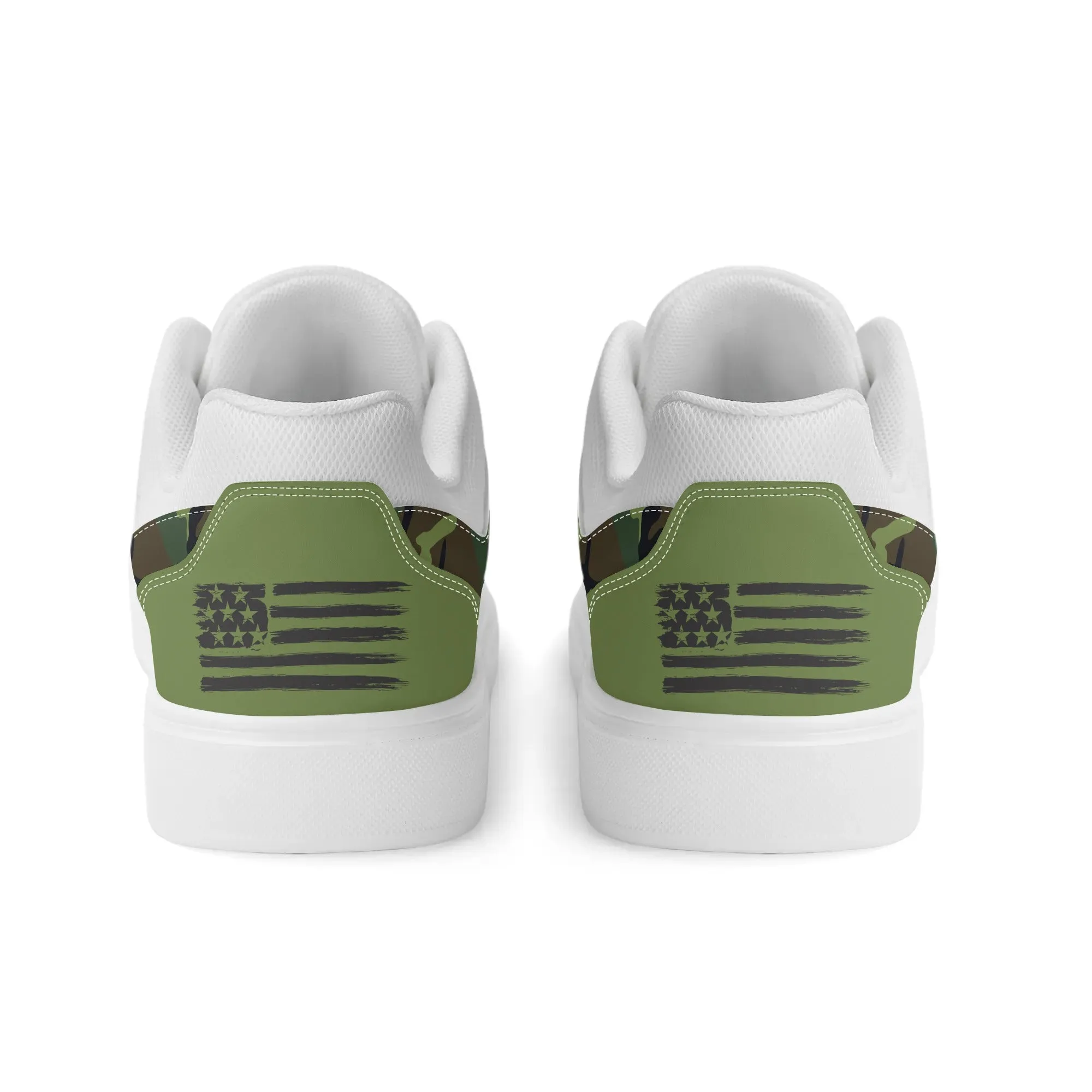 Camouflage PU Leather Low Top Skateboard Shoes with Flag Graphic