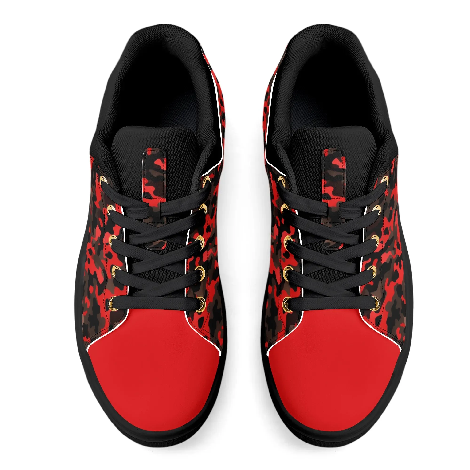 Camouflage PU Leather Low Top Skateboard Shoes with Flag Graphic