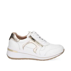 Caprice Leather Zip Trainer White Gold