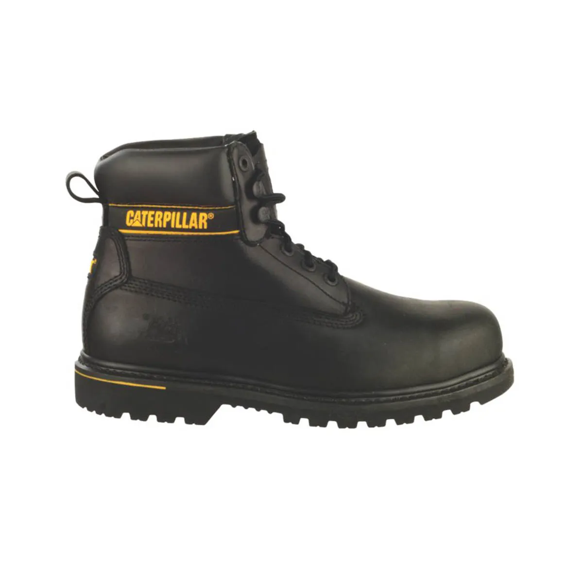 CAT Safety Boots Mens Wide Fit Black Leather Work Shoes Steel Toe Size 8