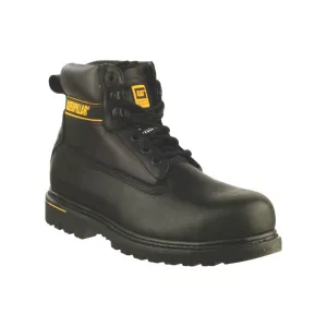 CAT Safety Boots Mens Wide Fit Black Leather Work Shoes Steel Toe Size 8