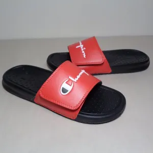 Champion Size 5 M LOGO SLIDE Red Black Sandals New Girls Kids Shoes