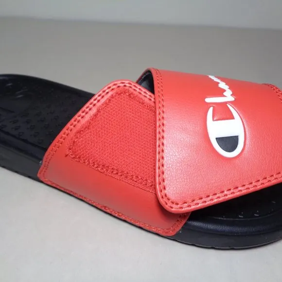 Champion Size 5 M LOGO SLIDE Red Black Sandals New Girls Kids Shoes