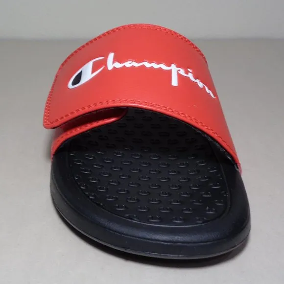 Champion Size 5 M LOGO SLIDE Red Black Sandals New Girls Kids Shoes