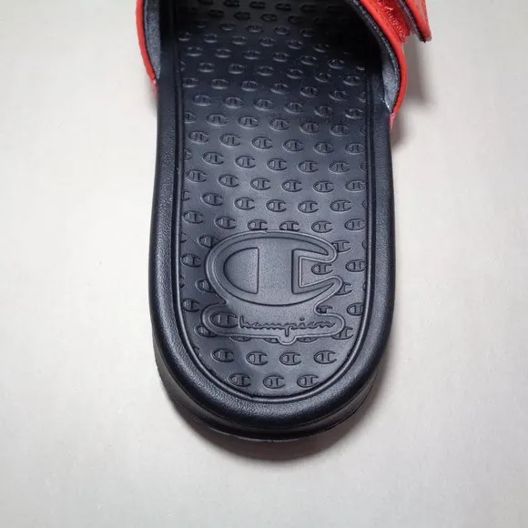 Champion Size 5 M LOGO SLIDE Red Black Sandals New Girls Kids Shoes
