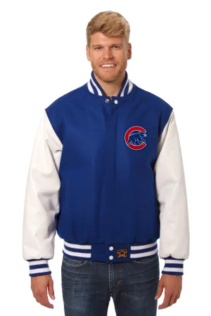 Chicago Cubs Embroidered Wool and Leather Jacket
