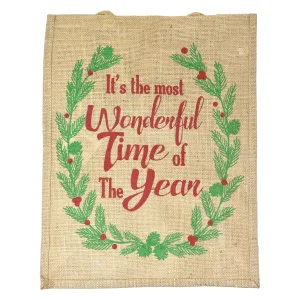 Christmas Natural Jute Bag, 18-Inch x 14-Inch