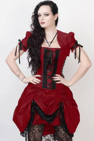 Claudio Custom Made Victorian Inspired Burgundy Corset Dress with Bolero