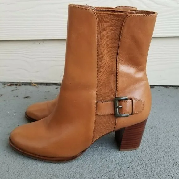 Cole Haan Booties Sz 6.5 Leather Pull On Ankle Boo