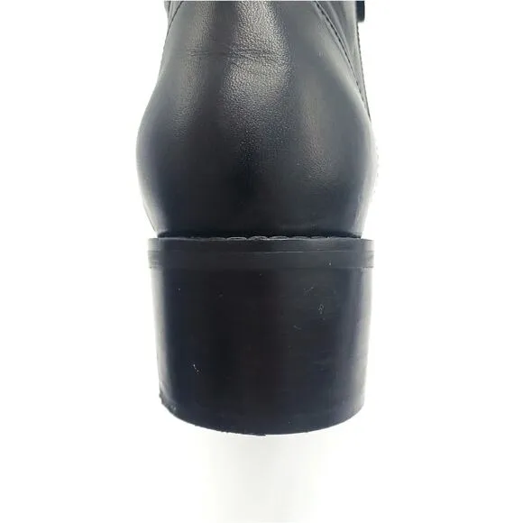 COLE HAAN Hollis Leather Ankle Booties | Chic Minimalist Black Gold Zip Boots