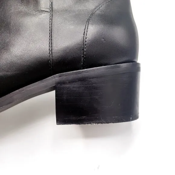 COLE HAAN Hollis Leather Ankle Booties | Chic Minimalist Black Gold Zip Boots