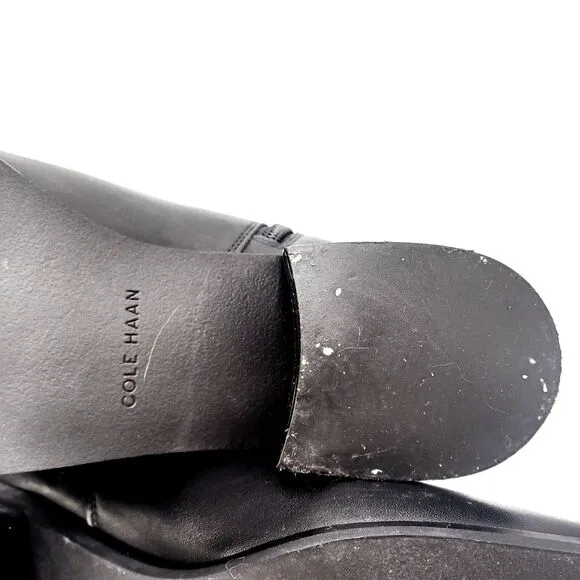 COLE HAAN Hollis Leather Ankle Booties | Chic Minimalist Black Gold Zip Boots