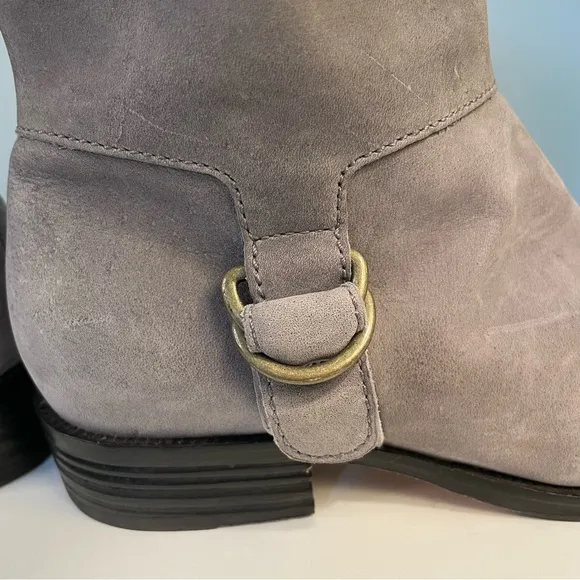 Cole Haan Nike Air Grey Nubuck Leather Tantivy Moto Boots Size 6.5