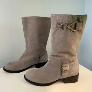 Cole Haan Nike Air Grey Nubuck Leather Tantivy Moto Boots Size 6.5