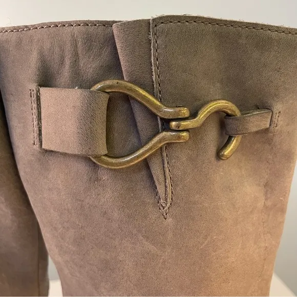 Cole Haan Nike Air Grey Nubuck Leather Tantivy Moto Boots Size 6.5