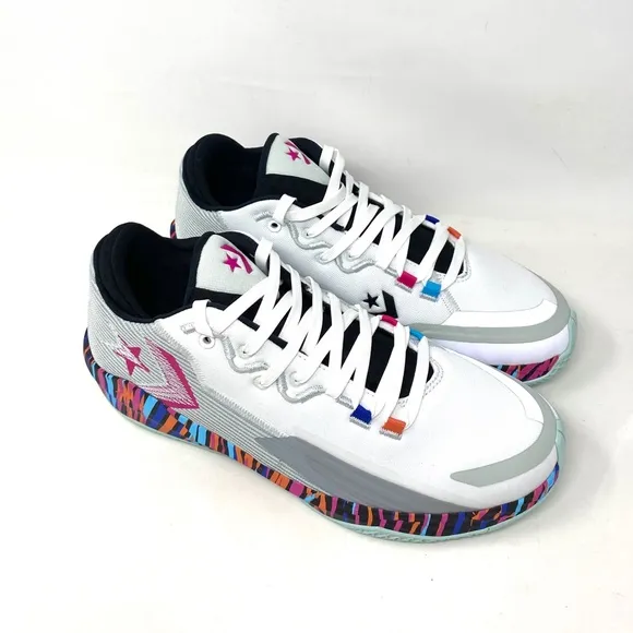 Converse All Star BB Jet Mid Top White Silver Men’s Canvas Sneakers Size 172664C