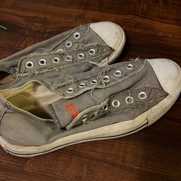 Converse Slip On Men’s 5 1/2 - Gray Low Converse - No Laces