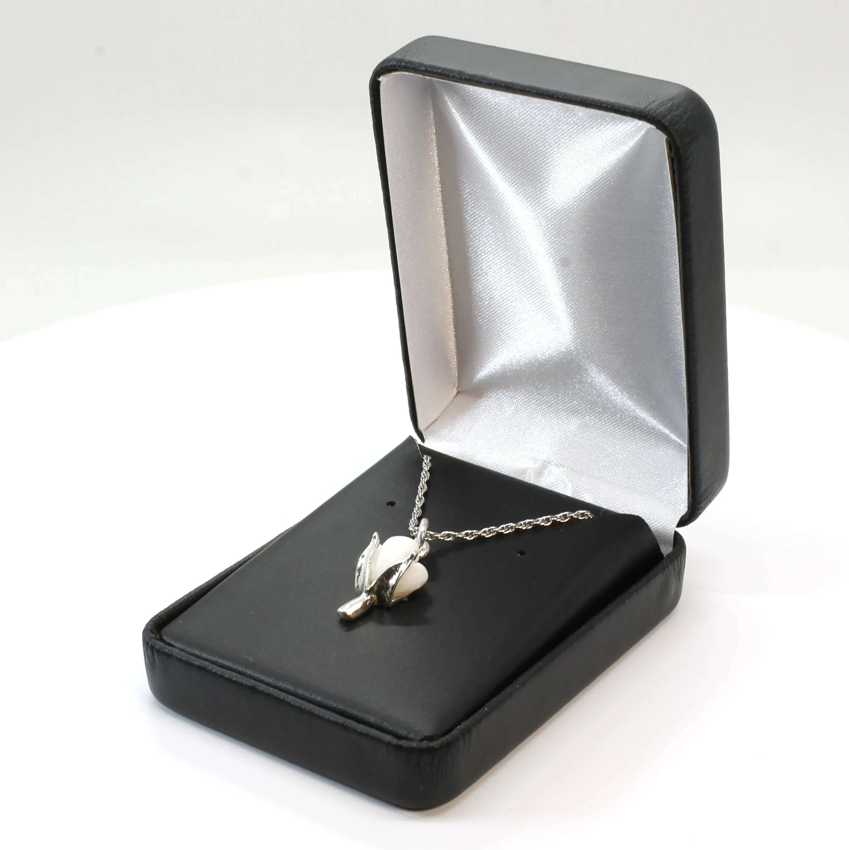 Cotton Anniversary Gift For Her Silver Cotton Boll Necklace with White Stone
