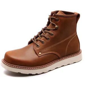 Cowhide Leather Martin Boots Men's Autumn And Winter Plus Cashmere To Keep Warm