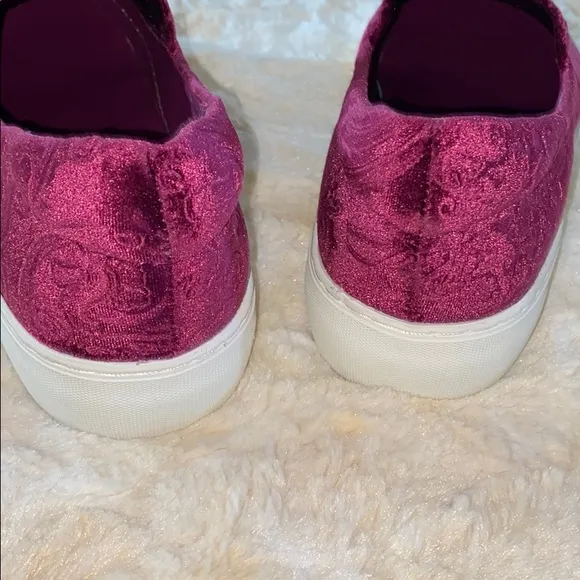 Crushed Velvet/ Burgundy Slip-On Sneaker
