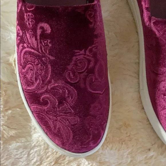 Crushed Velvet/ Burgundy Slip-On Sneaker