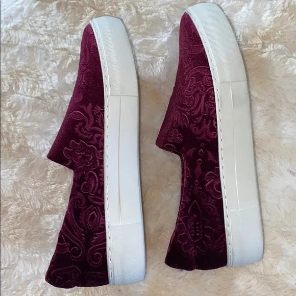 Crushed Velvet/ Burgundy Slip-On Sneaker