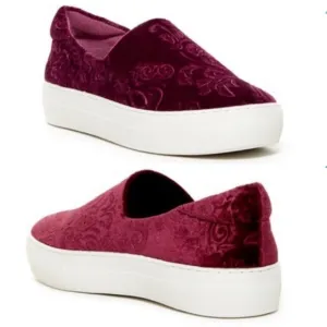 Crushed Velvet/ Burgundy Slip-On Sneaker