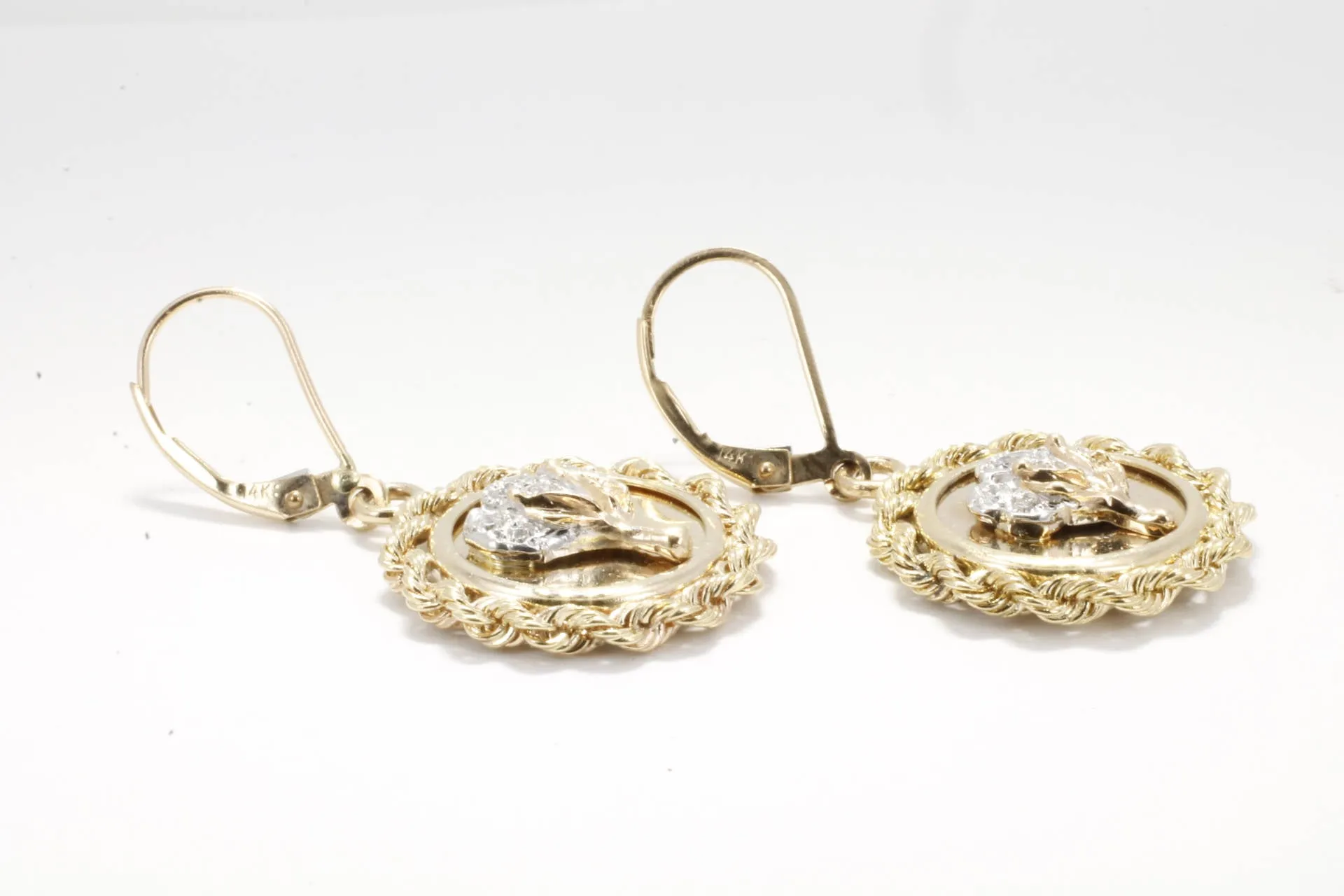 Diamond Cotton Boll Small Medallion Dangle Earrings