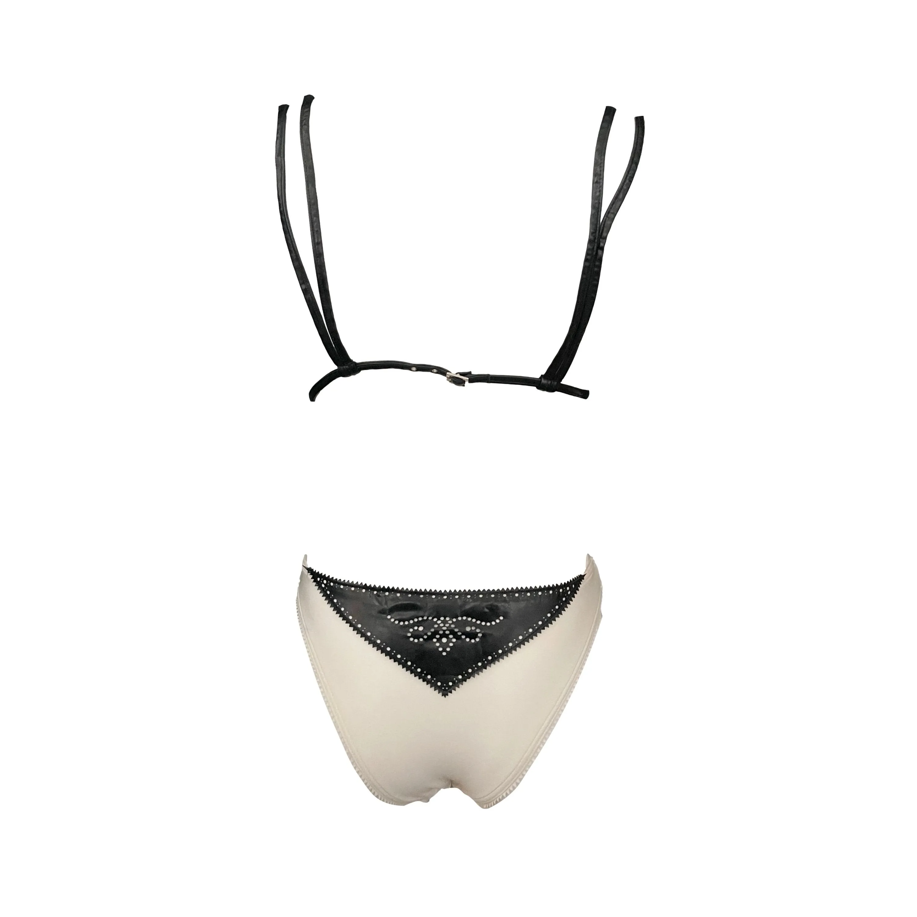 Dior White Leather Trim Bikini
