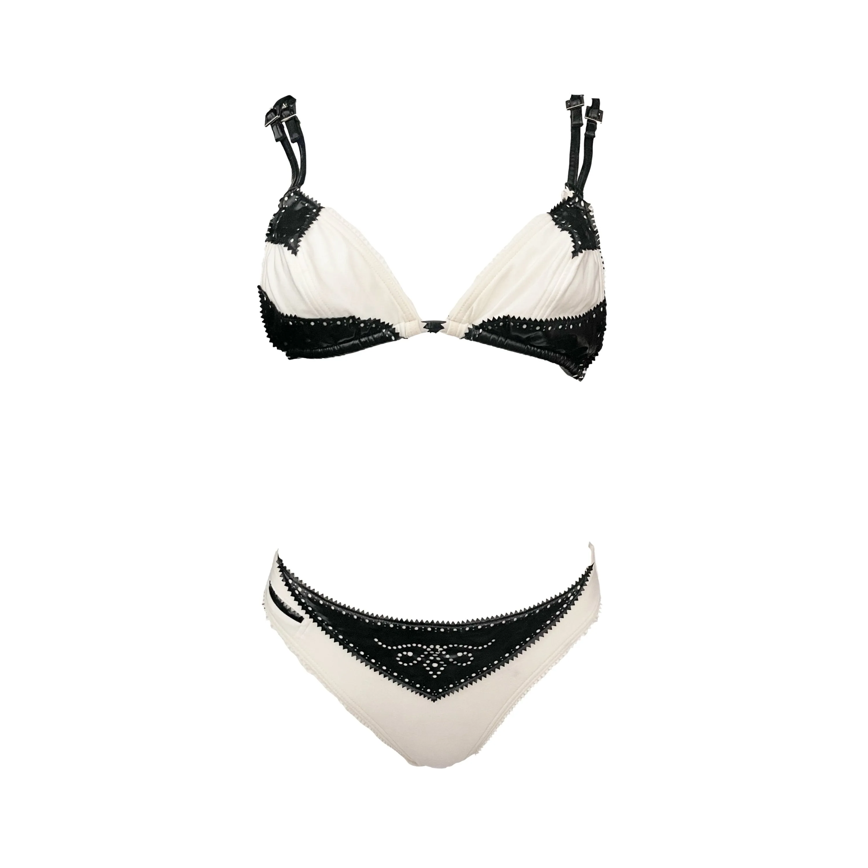 Dior White Leather Trim Bikini