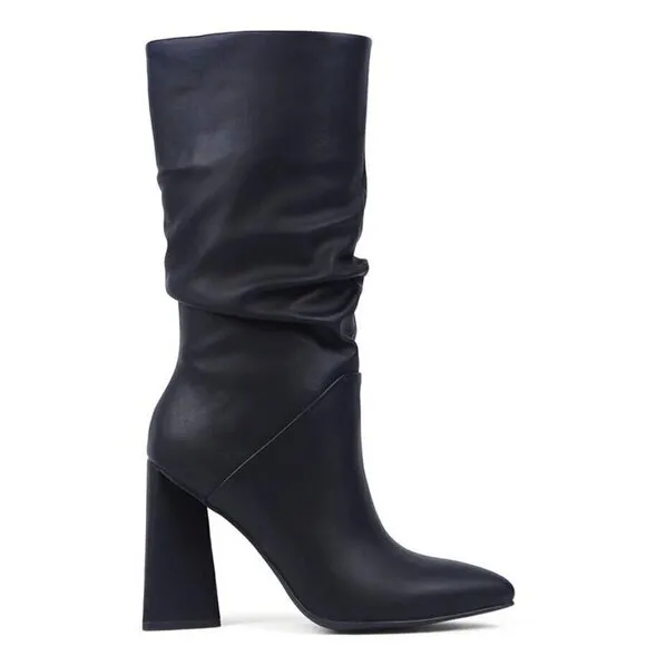 DOLCE Vita BNWOT women's &quot;Wandah&quot; ruched black boots sz 8 NEW pull on