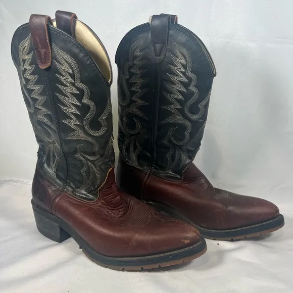 Double H Aeroglide7 3295 Brown Black Leather Oil Resistant Western Boot 8.5EE