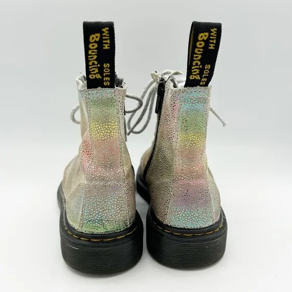 Dr. Martens Youth 1460 Pascal Rainbow Iridescent Lace Up Boots Size 2 US