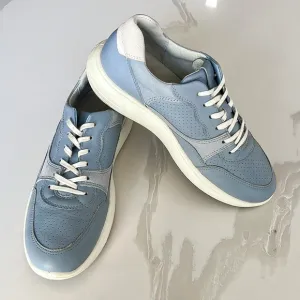 ECCO Soft 7 Blue Leather Lace Up Sneakers Womens Sz US 7 EU 38