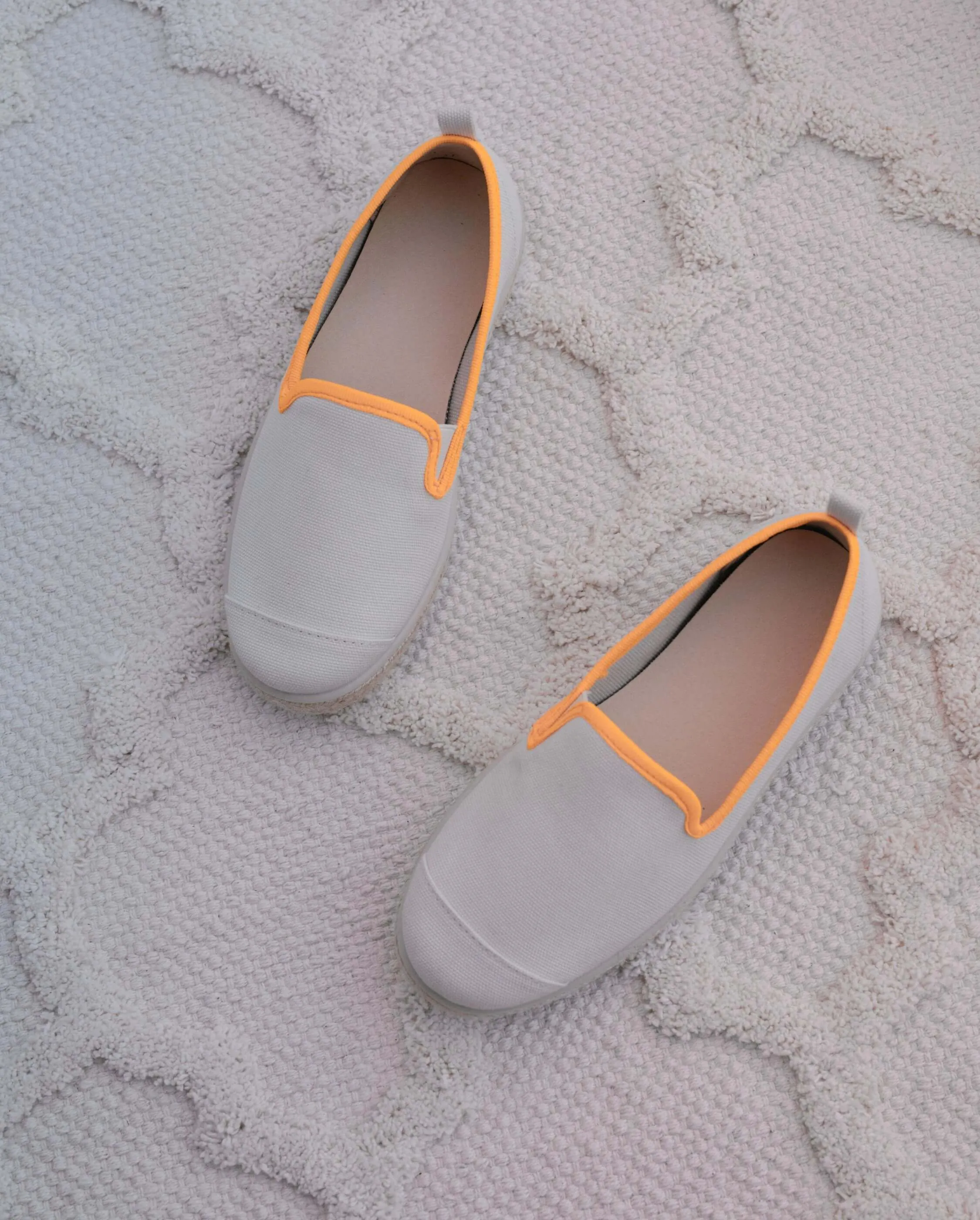 Espadrille enfant PET recyclé, beige fluo orange