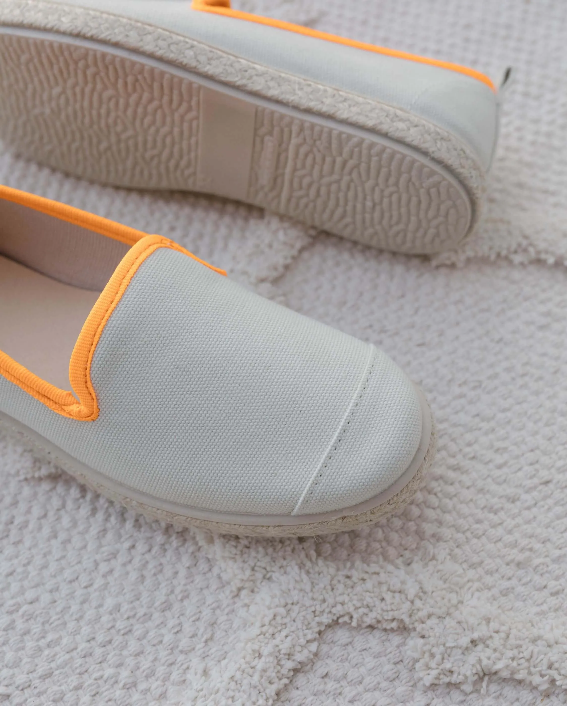 Espadrille enfant PET recyclé, beige fluo orange